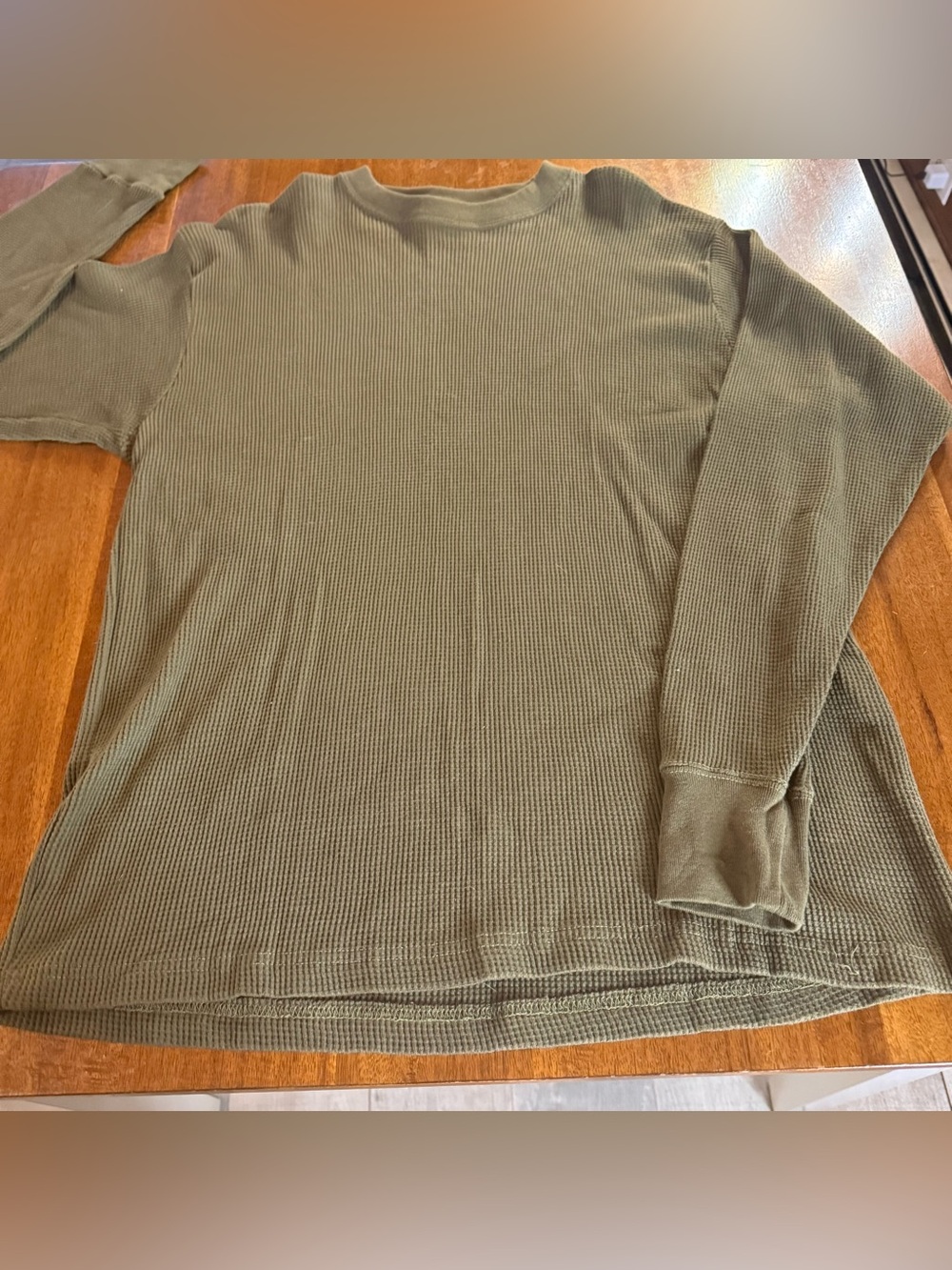 Heavy Weight SunWear Men’s Thermal Waffle Knit Crew Long Sleeve Army Green XL